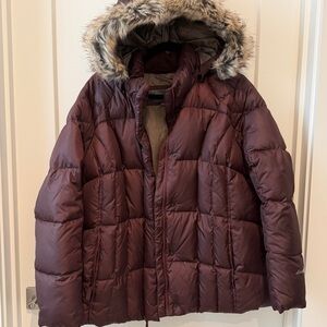 Eddie Bauer Puffer down coat  with Faux Fur Hood